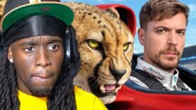 Kai Cenat Reacts to MrBeast World’s Fastest Car Vs Cheetah!